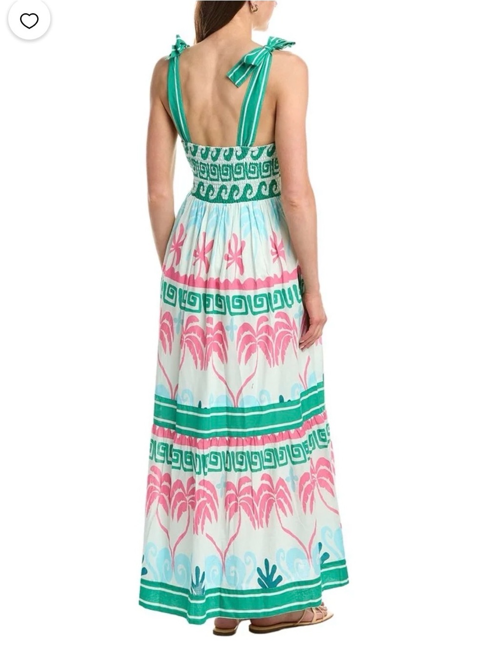 Beach Riot Green, Pink & Light Blue Tiered Maxi Dress Size Small Tropical Palm - Picture 3 of 5